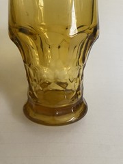 2 Vintage 5” Anchor Hocking Amber Glasses Georgian Honeycomb Paneled 11 Oz