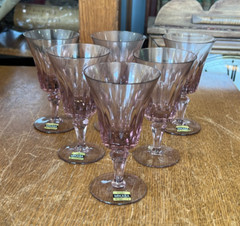 Lot of 6 Mikasa Crystal Purple Amethyst Glass 5 1/2 Inch Goblets