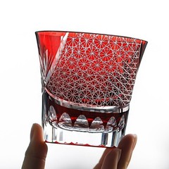 Japanese Style Crystal Glasses Whiskey Glass Hand Cut Clear Glass Red 220ml/8oz