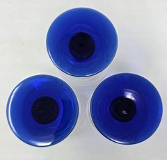 Set Of 5 Bryce Georgian Cobalt Glass Tumbers With Colbalt Blue Stem
