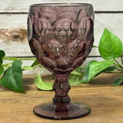 Thumbprint Provincial Amethyst Purple Ohio Imperial Glass WATER GOBLET Honeycomb