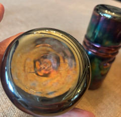 Vintage Esteban Prieto Iridescent Studio Art Glass 6″ Tumbler Vase Twist Snake