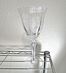 Tiffin Glass MELROSE Floral Etched Wine Glass – Stem 17356 – 6 5/8 inch
