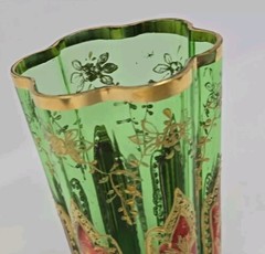 19th Century Bohemian Moser Style Juice Glass Gold Enamel Decor 3 3/4″ #2