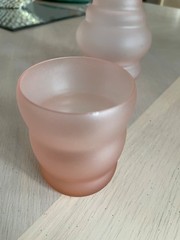 Vintage Bedside Carafe & Water Glass Set – Frosted Pink