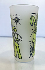 VINTAGE 1950S HAZEL ATLAS FROSTED STATE SOUVENIR GLASS TUMBLER «VERMONT» EUC