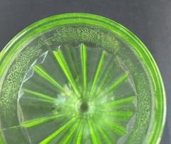 Vintage Jeannette Green Depression Glass Footed Ice Tea Tumbler Decor Cup