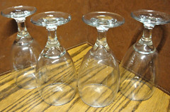 Vtg Set 4) Wine/ Iced Tea Stemware Glasses Clear Goblets 7″ tall Barware G21