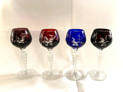 Set Of 4 Vintage Imperlux Cut To Clear Lead Crystal Cordials Germany 5 1/4″ H