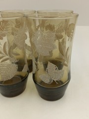 Vintage Libbey 12 Oz. Glass Tumblers Raised Leaves Pattern Set Of 4
