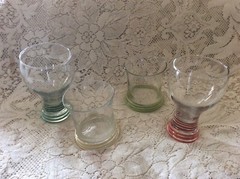 Lot Of 4 Fiesta Ring Striped Glasses Goblets 2 GLASSES 16 OZ.~~2 GLASSES 12 OZ.
