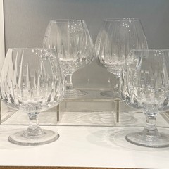 4 Mikasa Arctic Lights Crystal Brandy Snifter Glasses Vertical Cut 5 3/4″ MINT