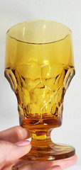 Vintage Anchor Hocking Georgian Amber Topaz Stemmed Ice Tea Glasses Set of 2