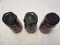 Vintage MCM Seneca Amethyst Driftwood Glass 3 tumblers 5 1/8” T 8-10 Oz 1960s