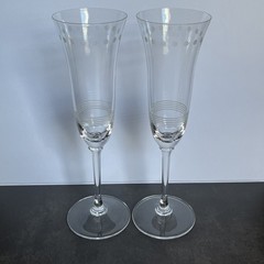 Vera Wang Wedgwood Dots Lines Cercle Crystal Champagne Flutes 2002 Set of 2