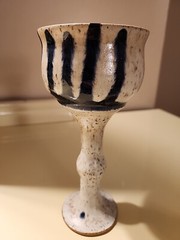 Handmade Studio Pottery Goblet Speckled Ceramic Chalice Signed Faith 7.25″