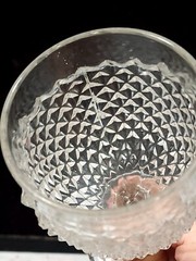 SET OF 4- Antique New England Flint Glass Diamond Point Water Goblets