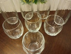 VINTAGE LIBBEY CRISA RIBBED Vertical Optic Clear Glass Set Of 8 Tumblers & Rock