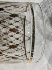 George’s Briard Double Old Fashioned Glasses (4) Lattice/Diamond Signed 22k MCM