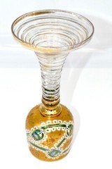 Antique Moser Green Glass Bowl White Lace Gild Roemer/Wine 1850-90 Rare Pattern
