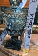 Vintage Indiana Glass Colony Park Lane Teal Blue Juice Wine Goblets 4 1/4” Set 7