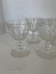 Jeannette Glass THUMBPRINT Clear Liquor Cocktail AKA Pilgrim 4 1/8″ Set Of 6