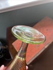 HTF Rick Strini Studios Glass Goblet-7” Iridescent Marigold Orange Swirl Twist