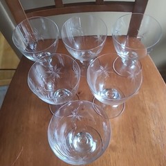 Mid Century Vintage Star Atomic Starburst Water Wine Goblet LOT 6 Knob Stem