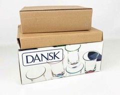 Dansk Spectra Cordial Set With Glass Tray Assorted Set 6 1.5 oz Each New In Box!