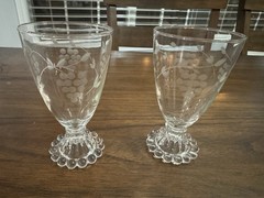 2 VTG Anchor Hocking Berwick Boopie Juice/Wine Glasses 5-1/2” Tall Grape Etched