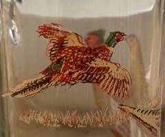 (4) Anchor Hocking Triguba Pheasants Glasses Mug w/ Handle Man Cave Hunting