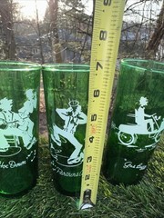 Anchor Hocking Green Glasses (7) Excellent Condition The Hanson Gas Bugs BUY NOW