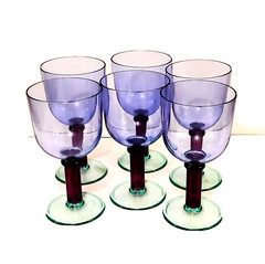 6 Vintage Acrylic PrecisionCraft Tri-Color Goblets Stemmed 12oz