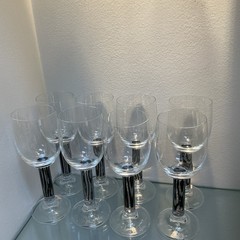 Colonna Graphic By Thomas 7 Water /Wine Goblets Black Striking Striped Stems