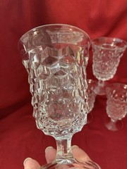 Fostoria American Goblets Clear Glass Round Stemmed Flared 5.5″ Set 6