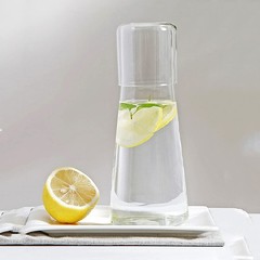 Clear Water Carafe Set with Tumbler Glass – 30 oz Nightstand Decanter for Bedroo