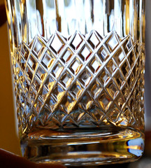 Vtg Set 5 DOUBLE OLD FASHIONED Hand Blown CLEAR CRYSTAL Glasses Xs & Oval Cuts