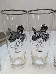 Sportsman Federal Glass Game Bird 12oz Tumblers Set of 8 Silver Top MCM Barware