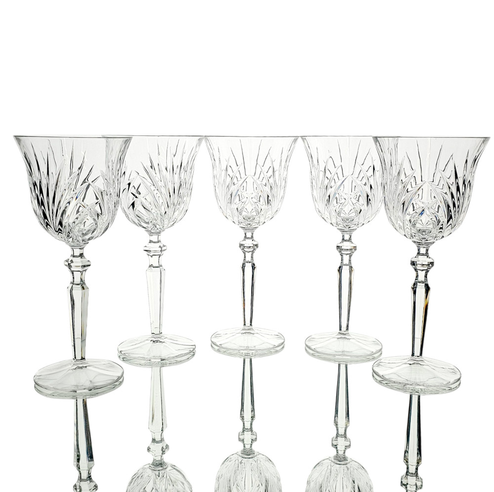 Vintage Gorham Crystal Rosewood Water Goblets Wine Glasses– Set Of 5 8.25″