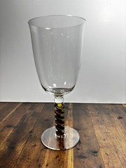 James Nadal Handblown Spiral Colored Cane Stem Wine Glass NY Artist Signed