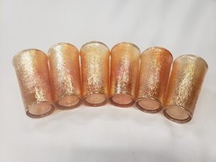 Vintage Peach Luster Carnival Glass Tumblers Set Of 6 Jeannette MCM