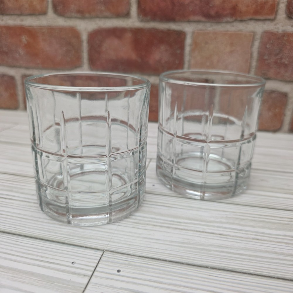 Anchor Hocking Tartan Manchester Clear 8 oz Rocks Old Fashion Glasses Set Of 2
