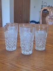 Anchor Hocking Wexford Water Juice Tumblers 5 1/2″ Diamond Glass VTG Set of 5