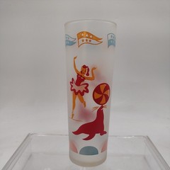 Vintage Libby Circus Tightrope Walker & Seal Tom Collins Glass 7 Inch Used 60s