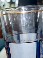 Vintage Decover Italy Stained-glass Style Blue Rose Glasses 5.5 H Set of 6