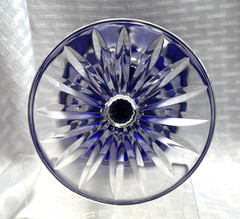 AJKA CHELSEA COCKTAIL GLASS COBALT BLUE CUT TO CLEAR CRYSTAL HUNGARY BOHEMIAN