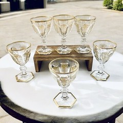 Vintage Baccarat Crystal Set of 6 Harcourt Empire Wine Glass 5 1/4″, Free Ship