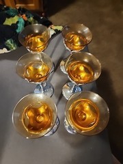 Art Deco FARBERWARE Set 6 Cambridge Chrome Wine Cordial Cocktail Glasses MCM