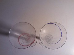 unique red & blue Wine Glass Goblet 10″ Tall Long Stem Glasses elegant nice