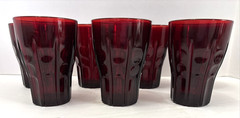 7 Vintage Anchor Hocking High Point Royal Ruby Red Glass Tumblers 4 1/4″ 1940s